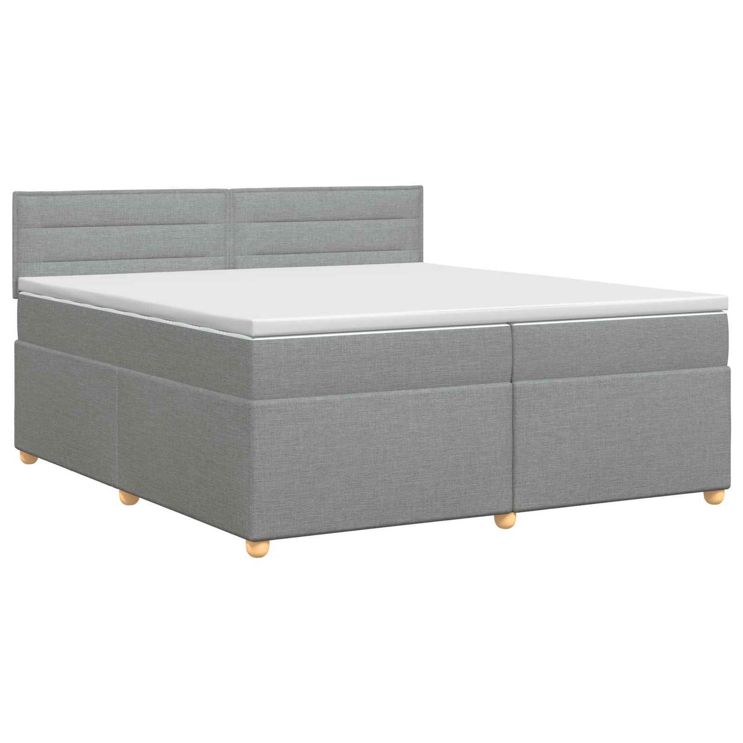 Boxmadras med topmadras Lysegrå 200 x 200 cm Stof