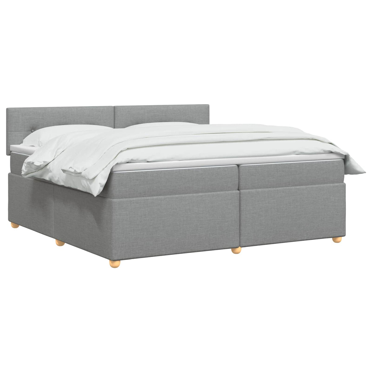 Boxmadras med topmadras Lysegrå 200 x 200 cm Stof