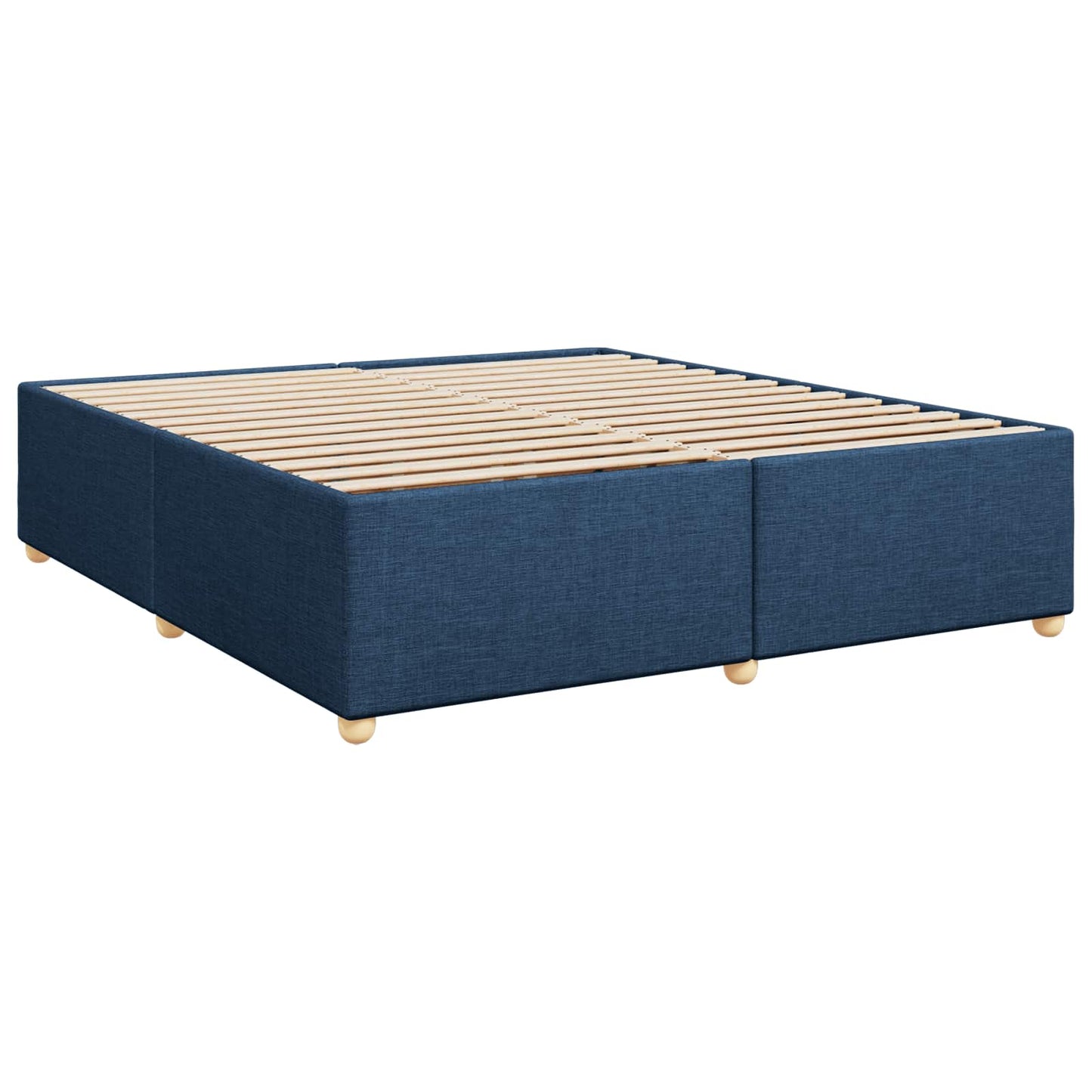 Boxmadras med topmadras med hovedgærde Blå 200 x 200 cm Stof