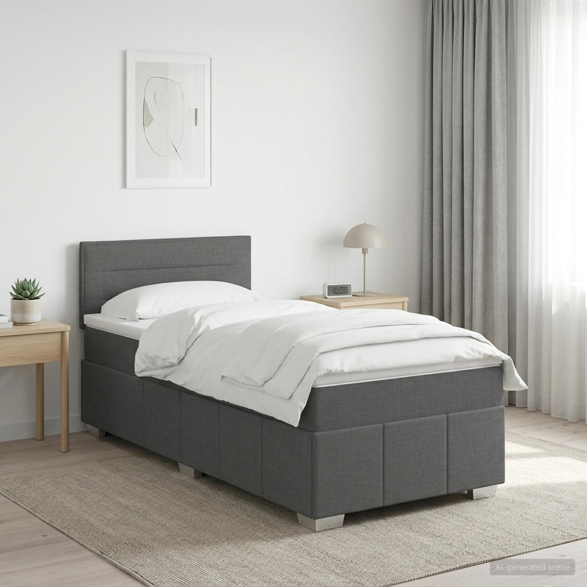vidaXL Boxmadras med topmadras Mørkegrå 80 x 200 cm Stof