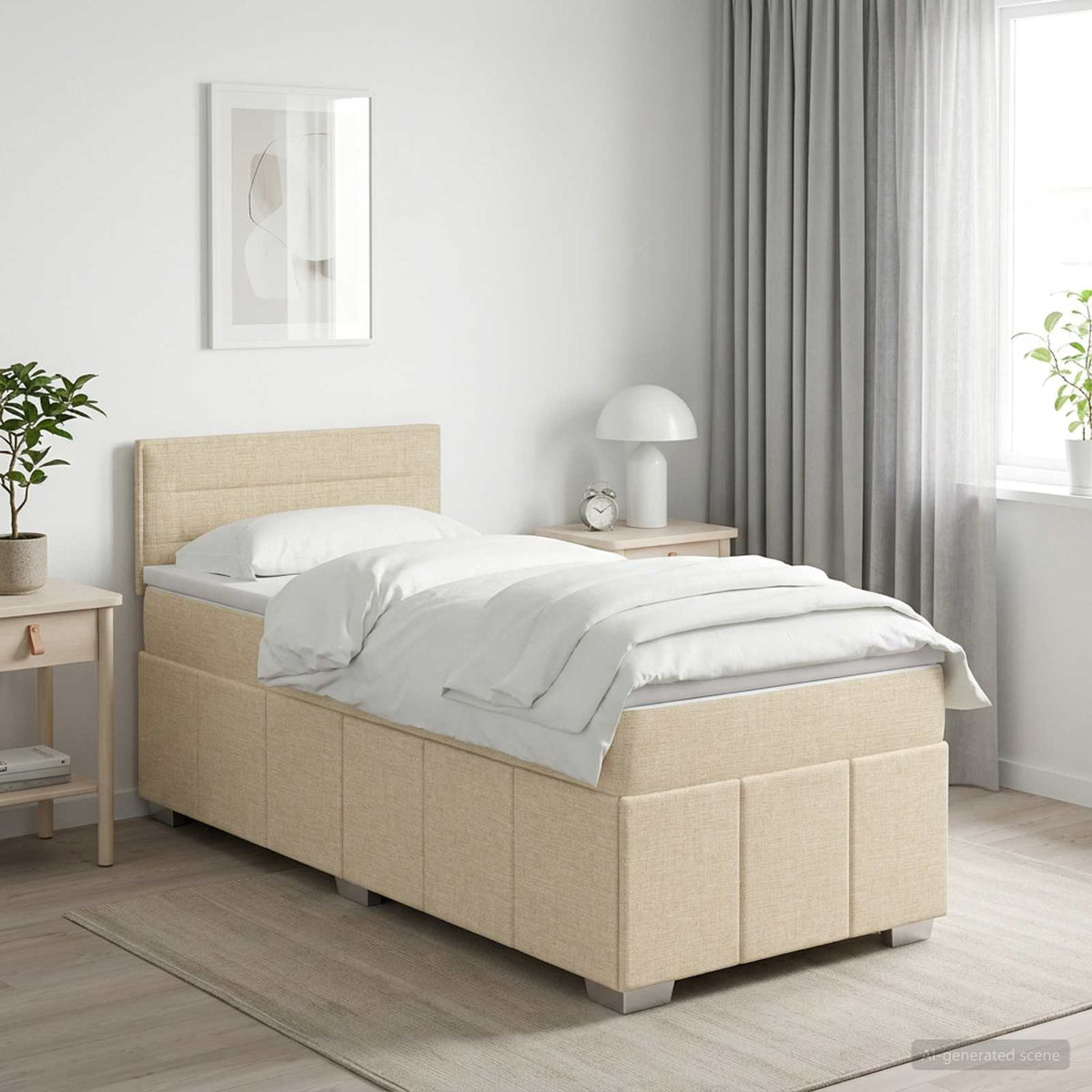 Boxmadras med topmadras Cremefarvet 80 x 200 cm Stof