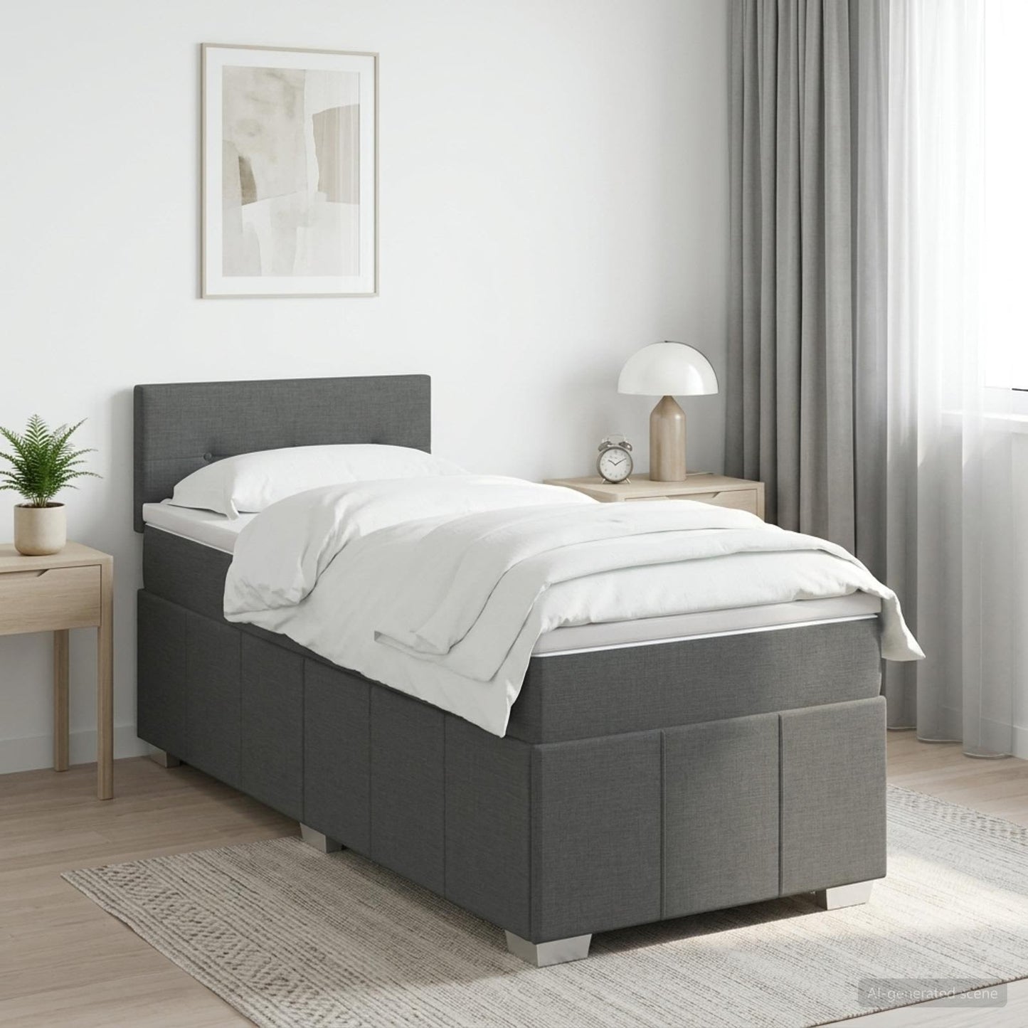 Boxmadras med topmadras Mørkegrå 80 x 200 cm Stof
