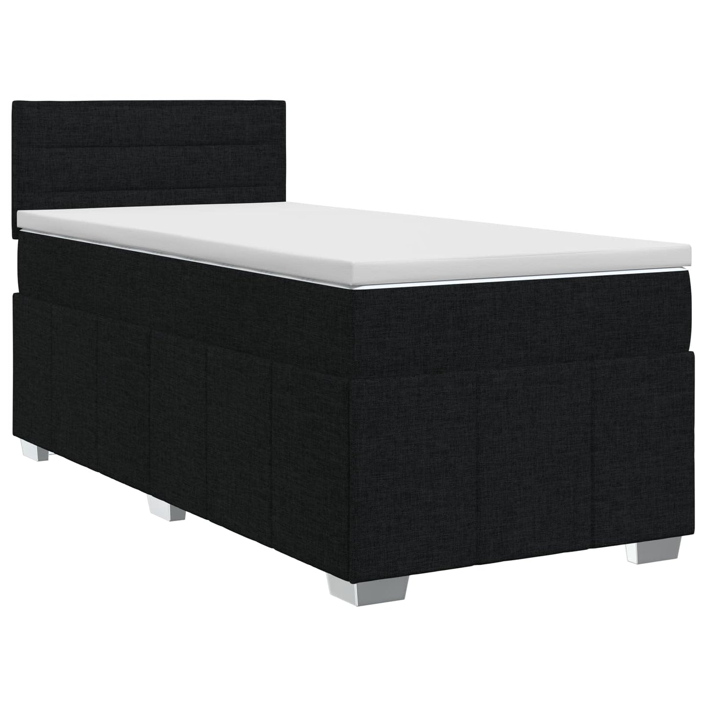 Boxmadras med topmadras med hovedgærde Sort 90 x 190 cm Stof