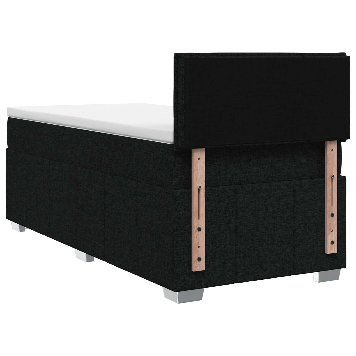 Boxmadras med topmadras med hovedgærde Sort 90 x 190 cm Stof