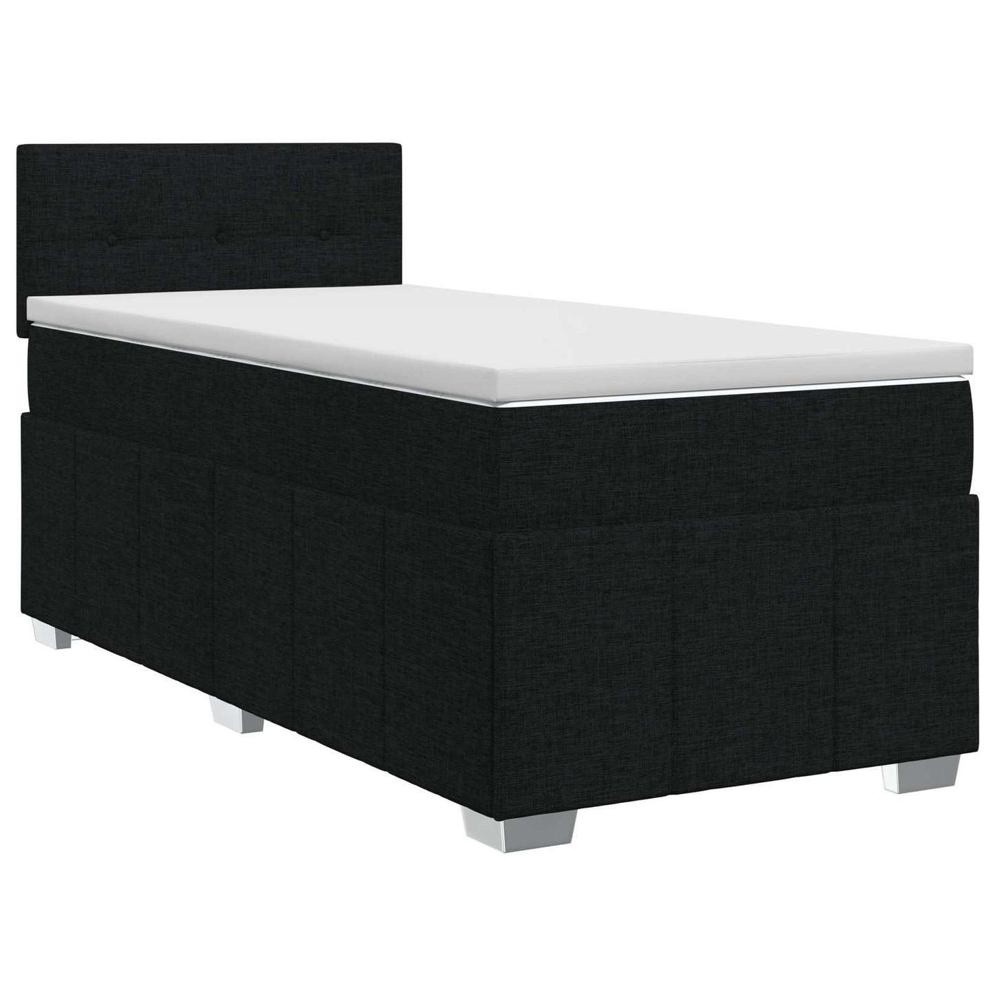 Boxmadras med topmadras med hovedgærde Sort 90 x 190 cm Stof
