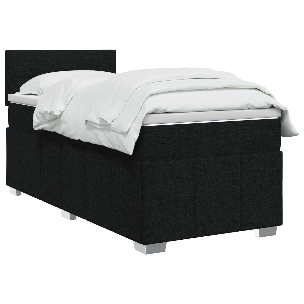 Boxmadras med topmadras med hovedgærde Sort 90 x 190 cm Stof