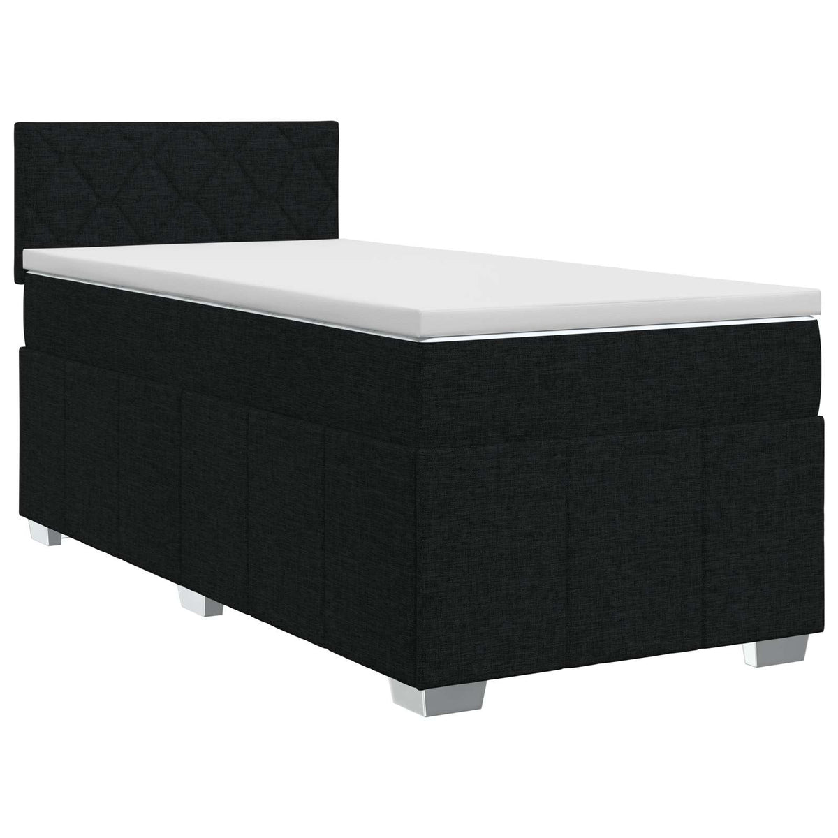 Boxmadras med topmadras med hovedgærde Sort 90 x 190 cm Stof
