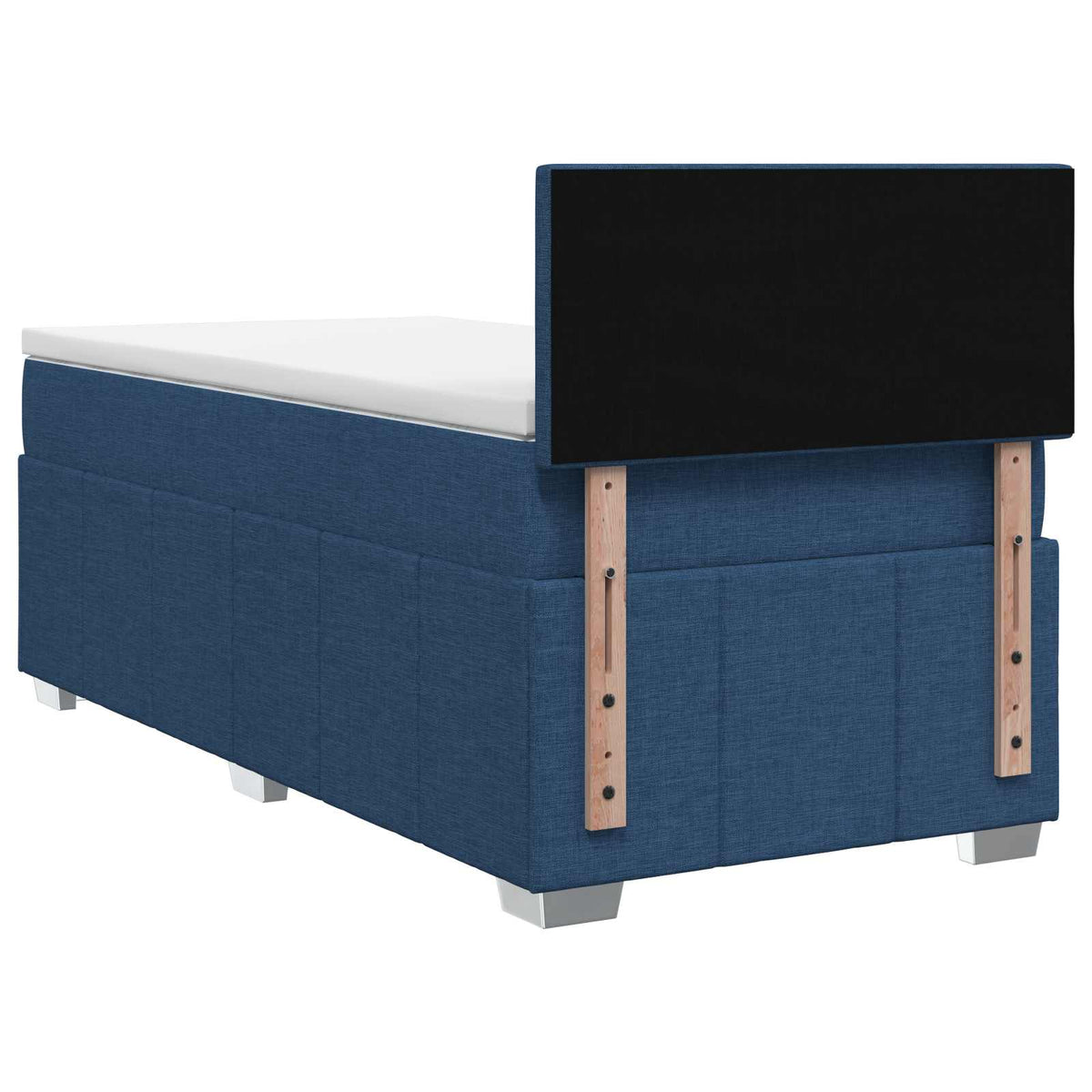 Boxmadras med topmadras med hovedgærde Blå 90 x 200 cm Stof