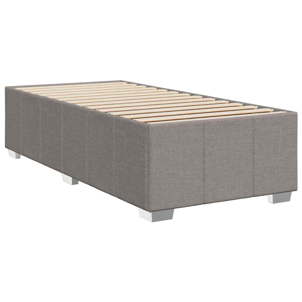 Boxmadras med topmadras med hovedgærde Gråbrun 90 x 200 cm Stof