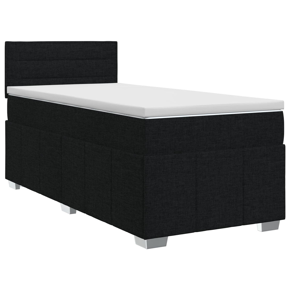 Boxmadras med topmadras med hovedgærde Sort 100 x 200 cm Stof