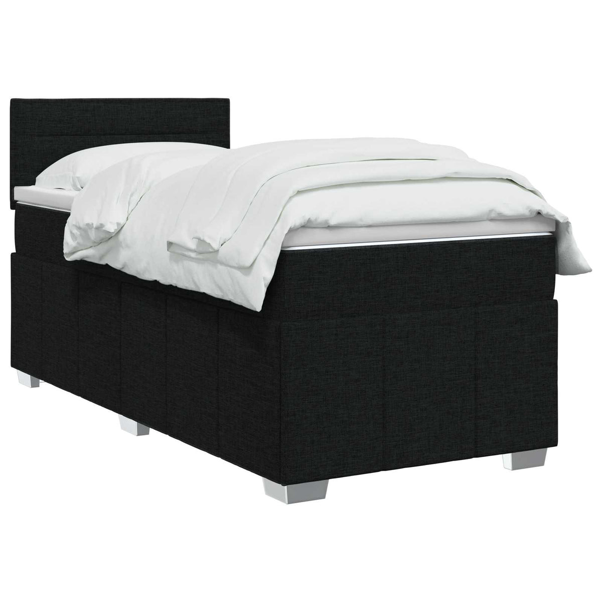Boxmadras med topmadras med hovedgærde Sort 100 x 200 cm Stof
