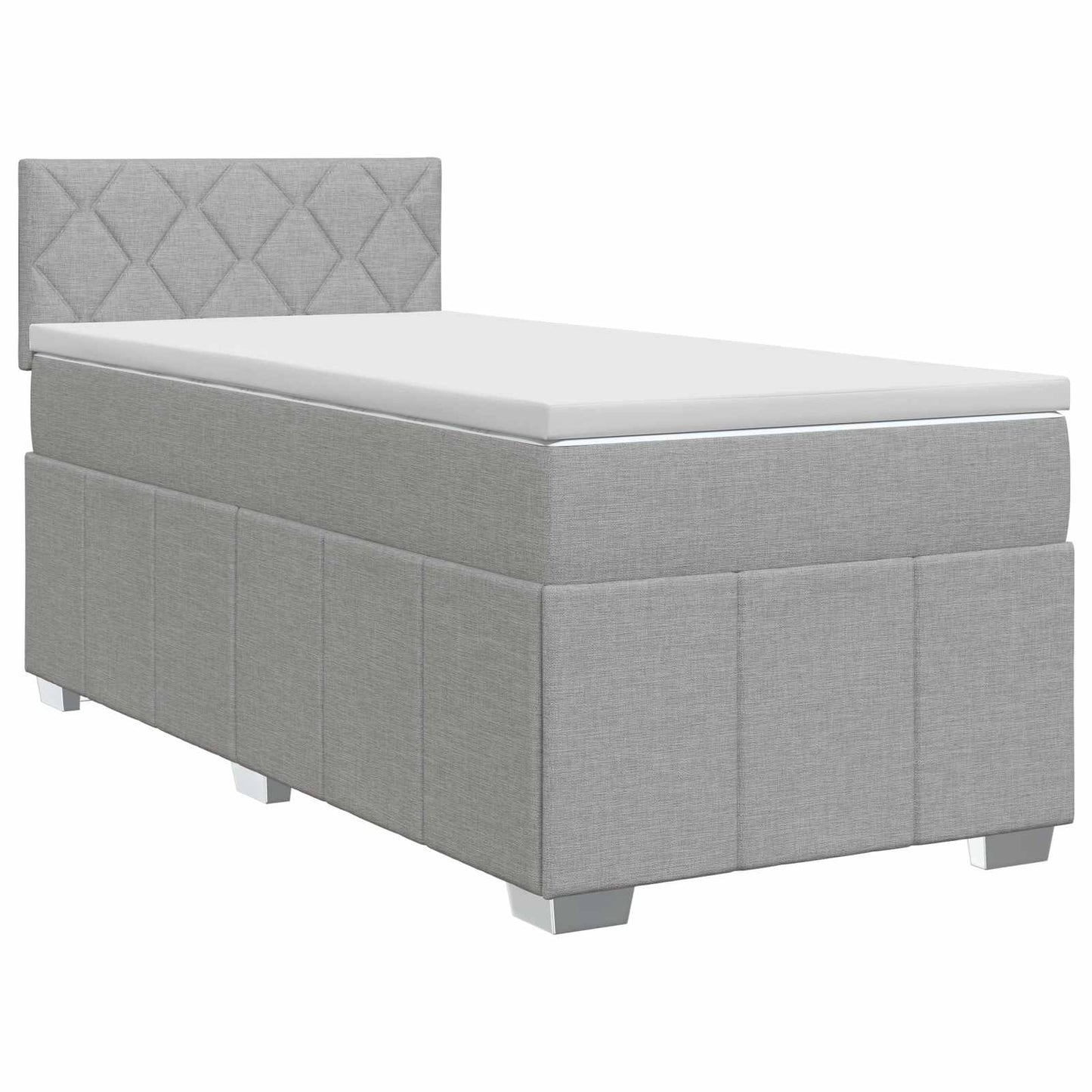 Boxmadras med topmadras Lysegrå 100 x 200 cm Stof