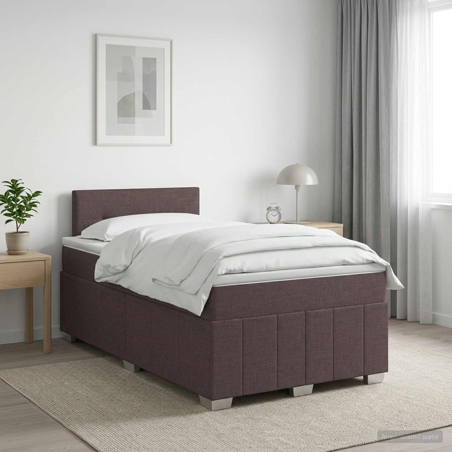 Boxmadras med topmadras Mørk Brun 120 x 200 cm Stof