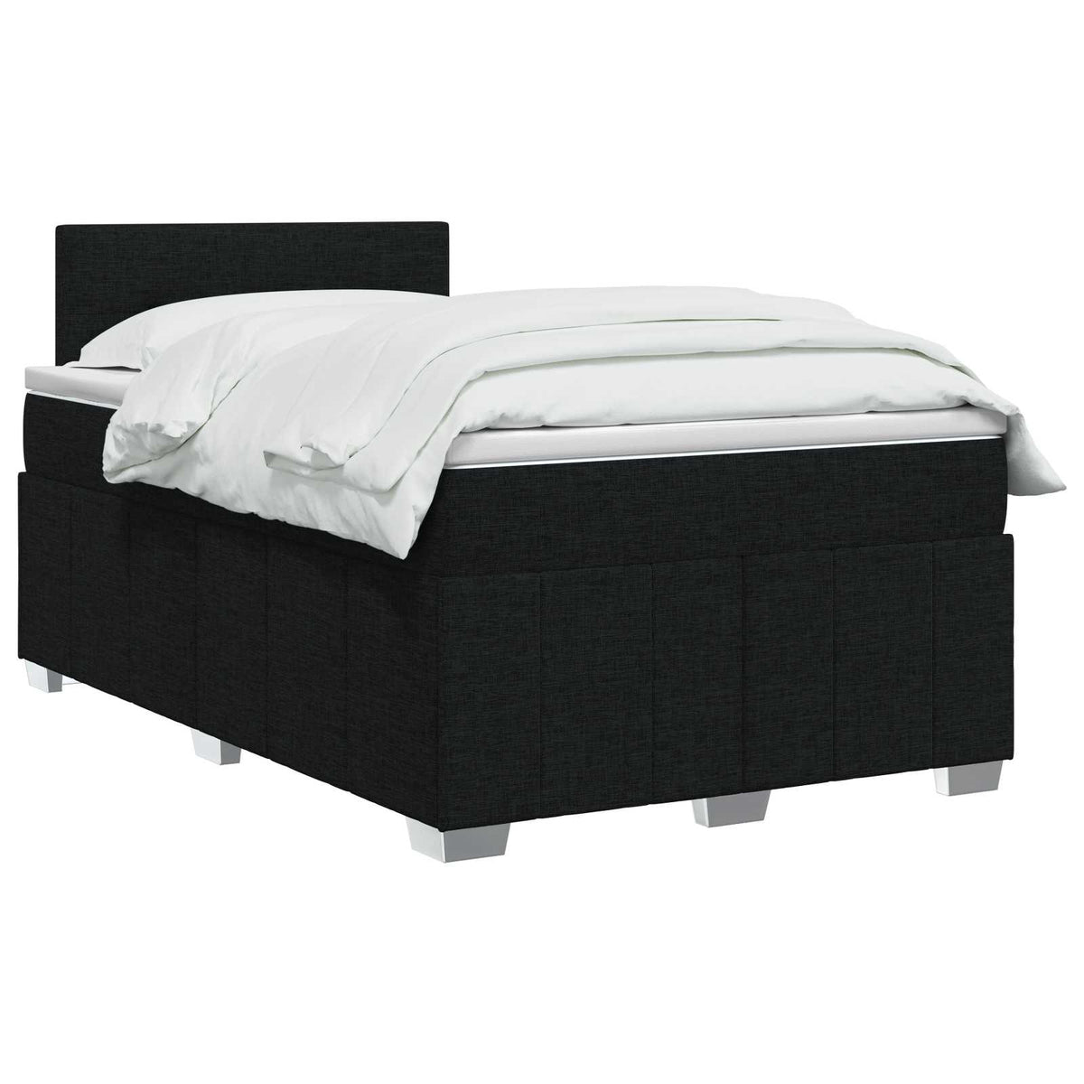 Boxmadras med topmadras med hovedgærde Sort 120 x 200 cm Stof