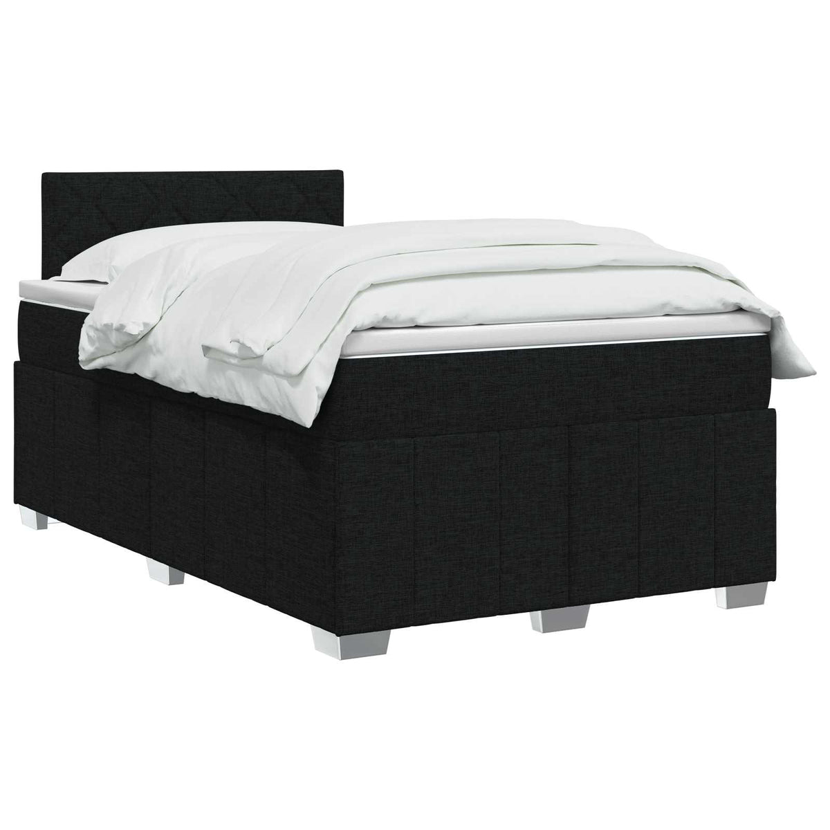 Boxmadras med topmadras med hovedgærde Sort 120 x 200 cm Stof