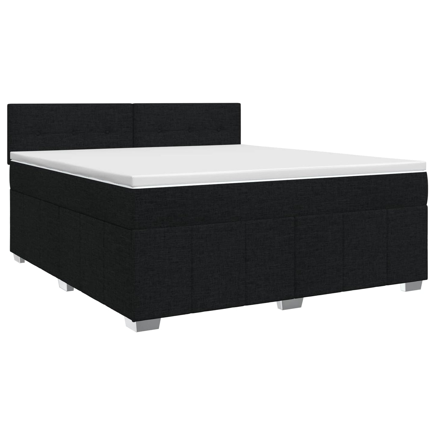 Boxmadras med topmadras med hovedgærde Sort 140 x 190 cm Stof
