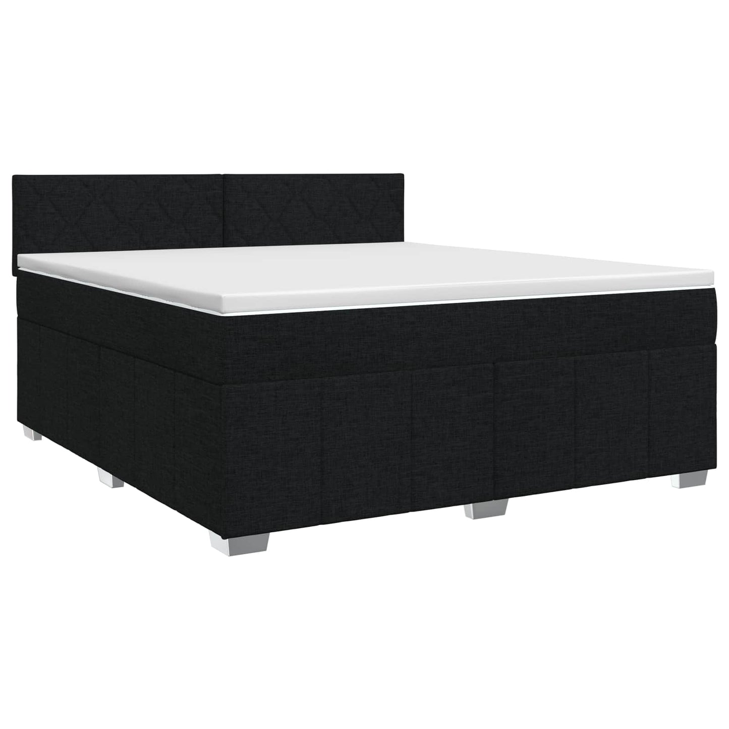 Boxmadras med topmadras med hovedgærde Sort 140 x 190 cm Stof