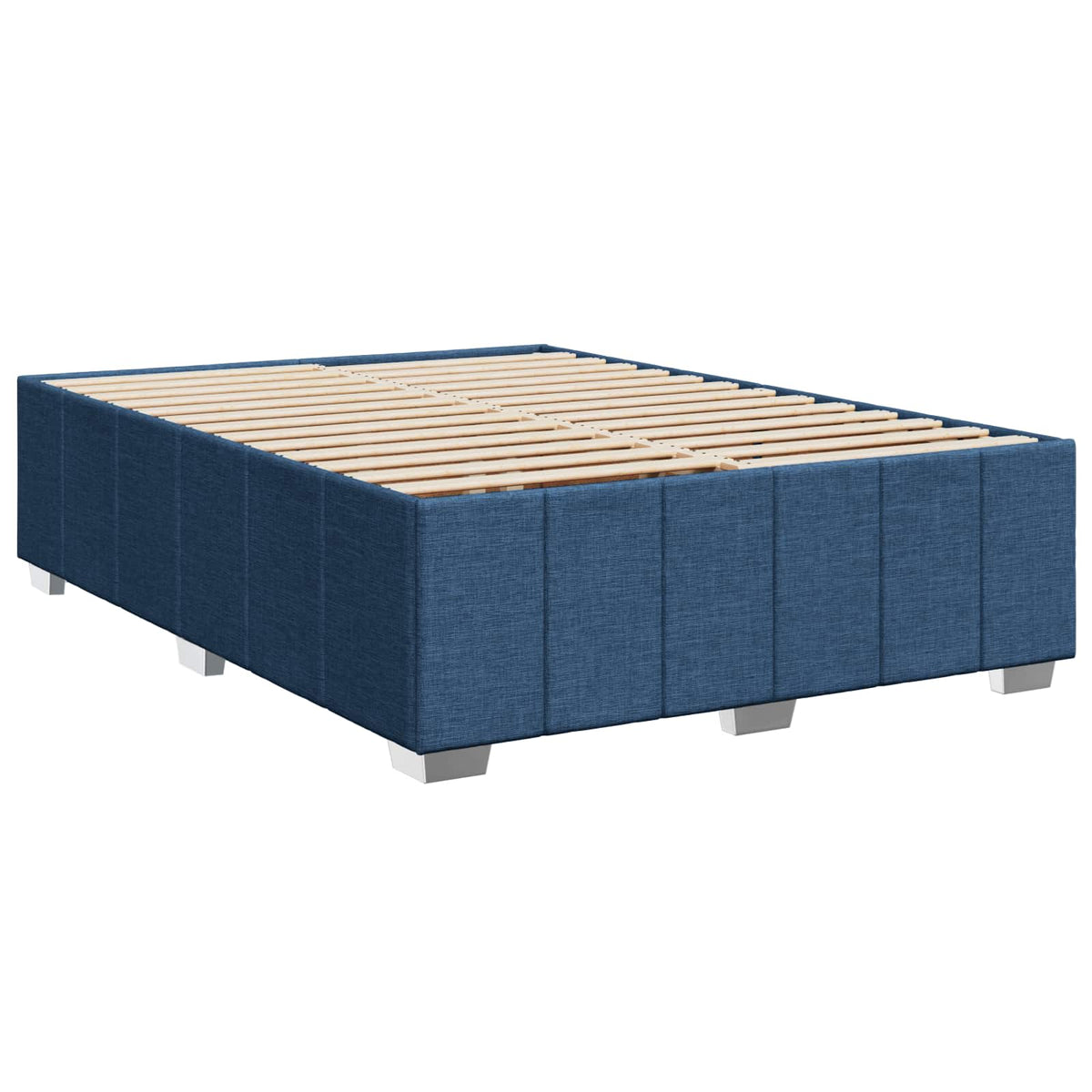 Boxmadras med topmadras med hovedgærde Blå 140 x 200 cm Stof