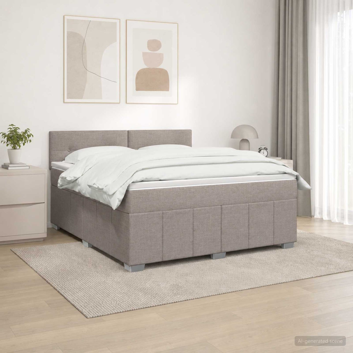 Boxmadras med topmadras Gråbrun 140 x 190 cm Stof