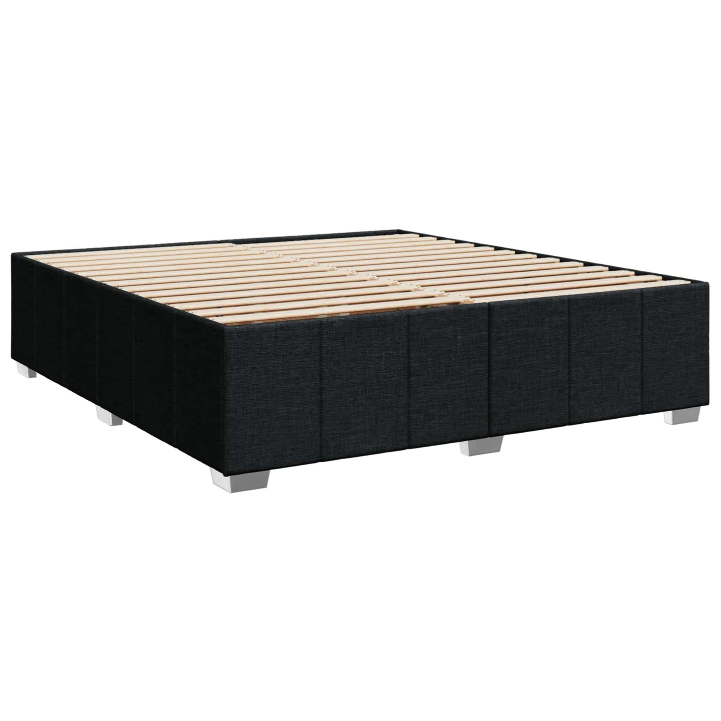 Boxmadras med topmadras med hovedgærde Sort 180 x 200 cm Stof