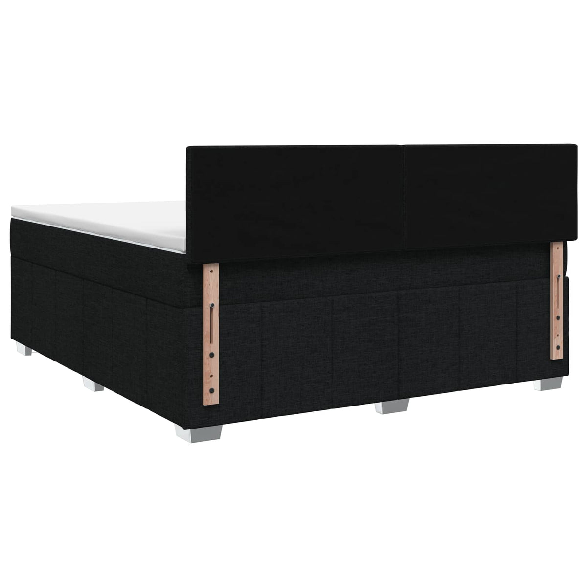 Boxmadras med topmadras med hovedgærde Sort 180 x 200 cm Stof