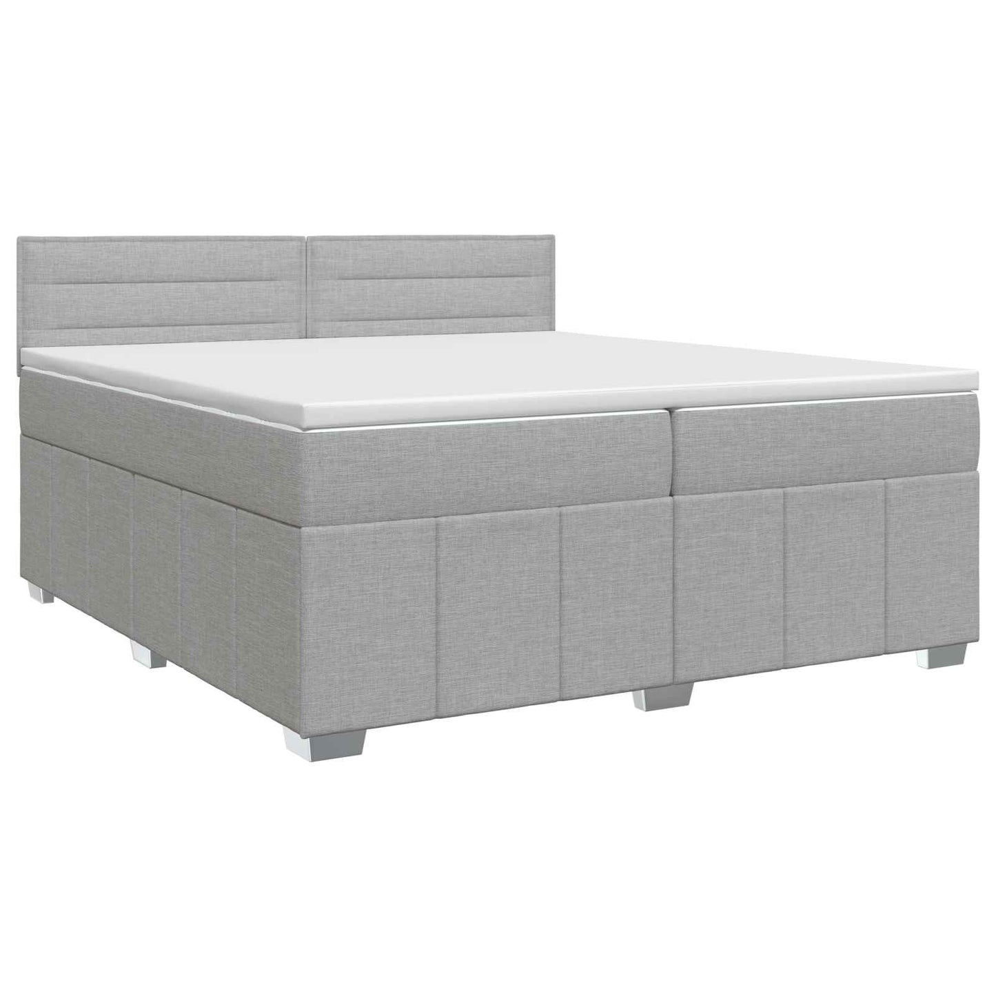 Boxmadras med topmadras Lysegrå 200 x 200 cm Stof