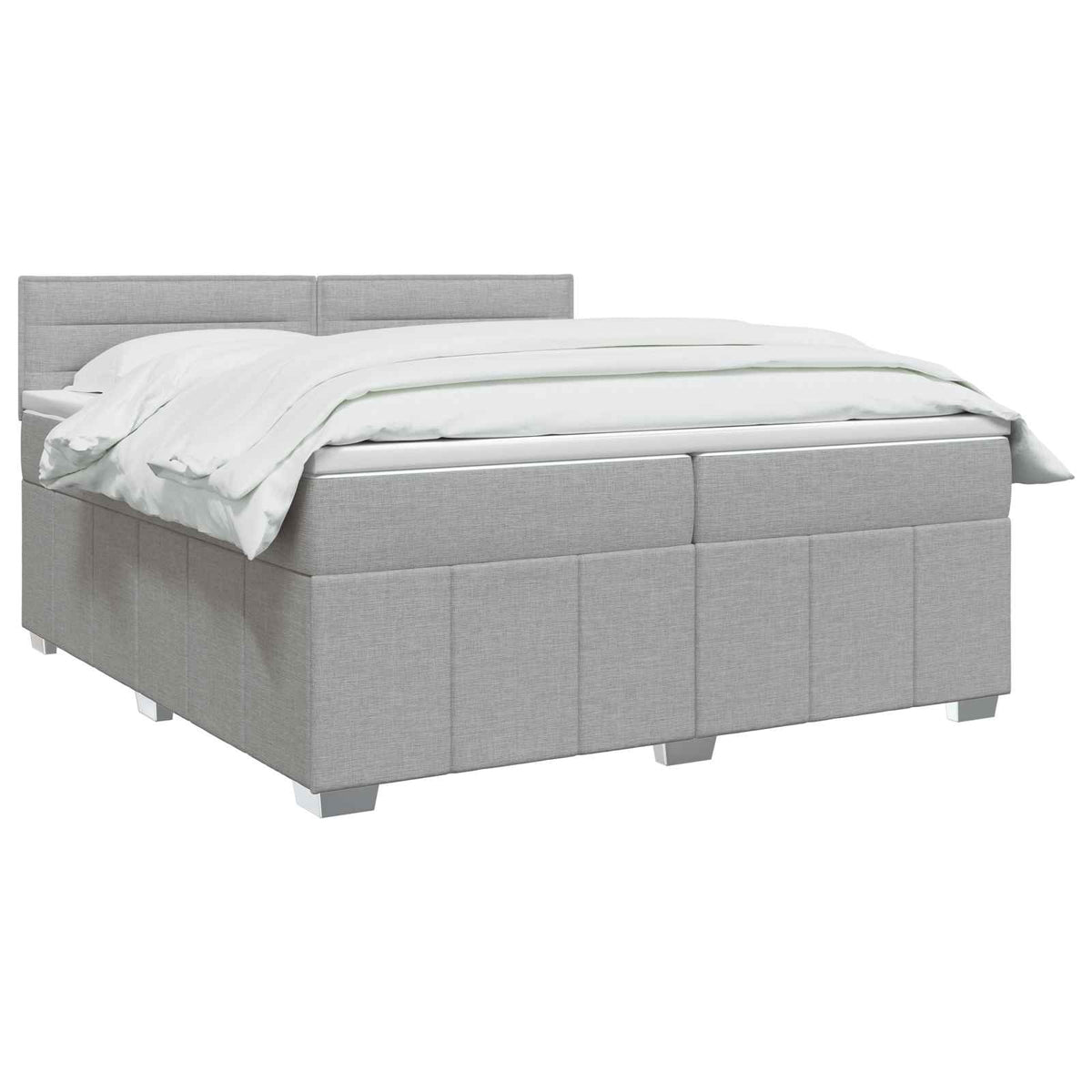 Boxmadras med topmadras Lysegrå 200 x 200 cm Stof