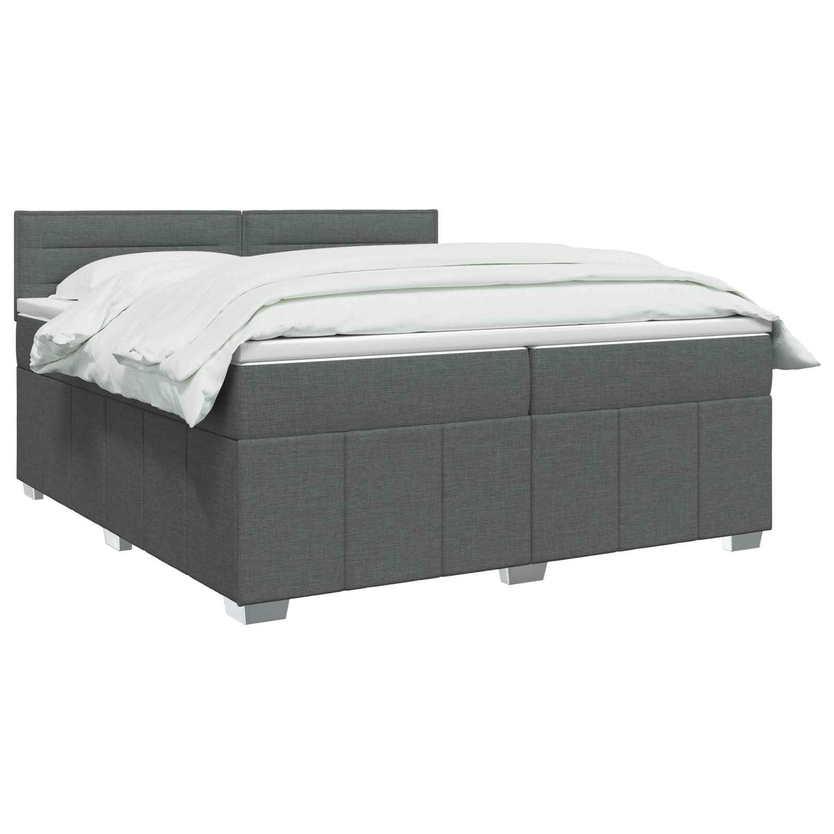 Boxmadras med topmadras Mørkegrå 200 x 200 cm Stof