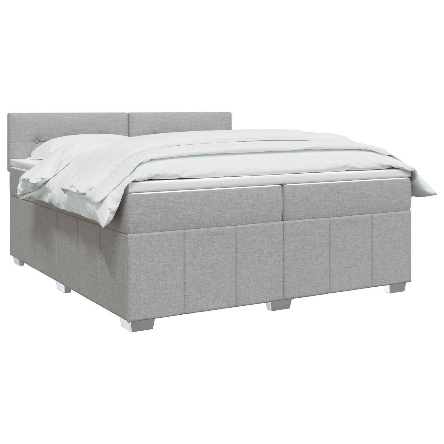 Boxmadras med topmadras Lysegrå 200 x 200 cm Stof