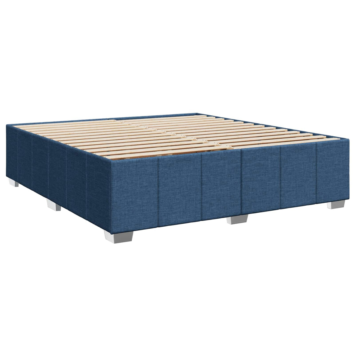 Boxmadras med topmadras med hovedgærde Blå 200 x 200 cm Stof