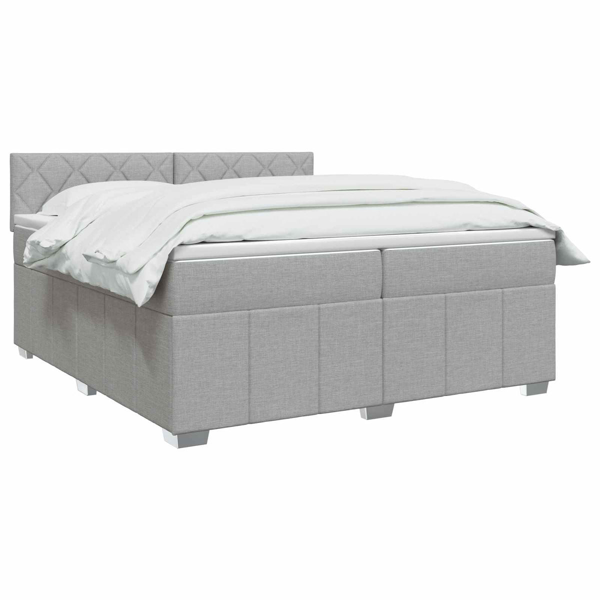 Boxmadras med topmadras Lysegrå 200 x 200 cm Stof