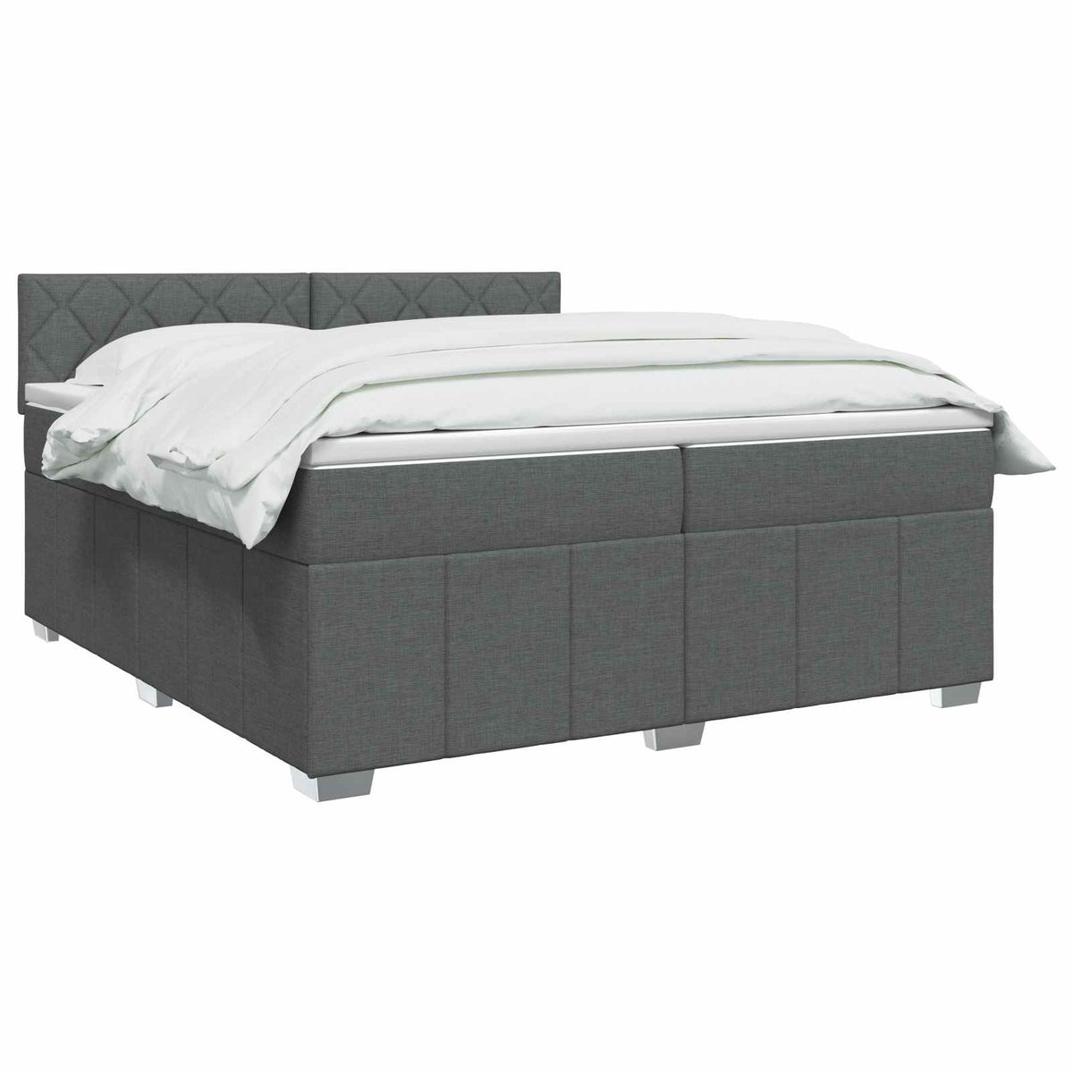 Boxmadras med topmadras Mørkegrå 200 x 200 cm Stof