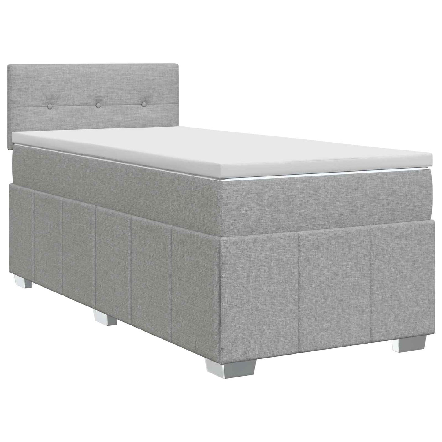 Boxmadras med topmadras med hovedgærde Lysegrå 90 x 190 cm Stof