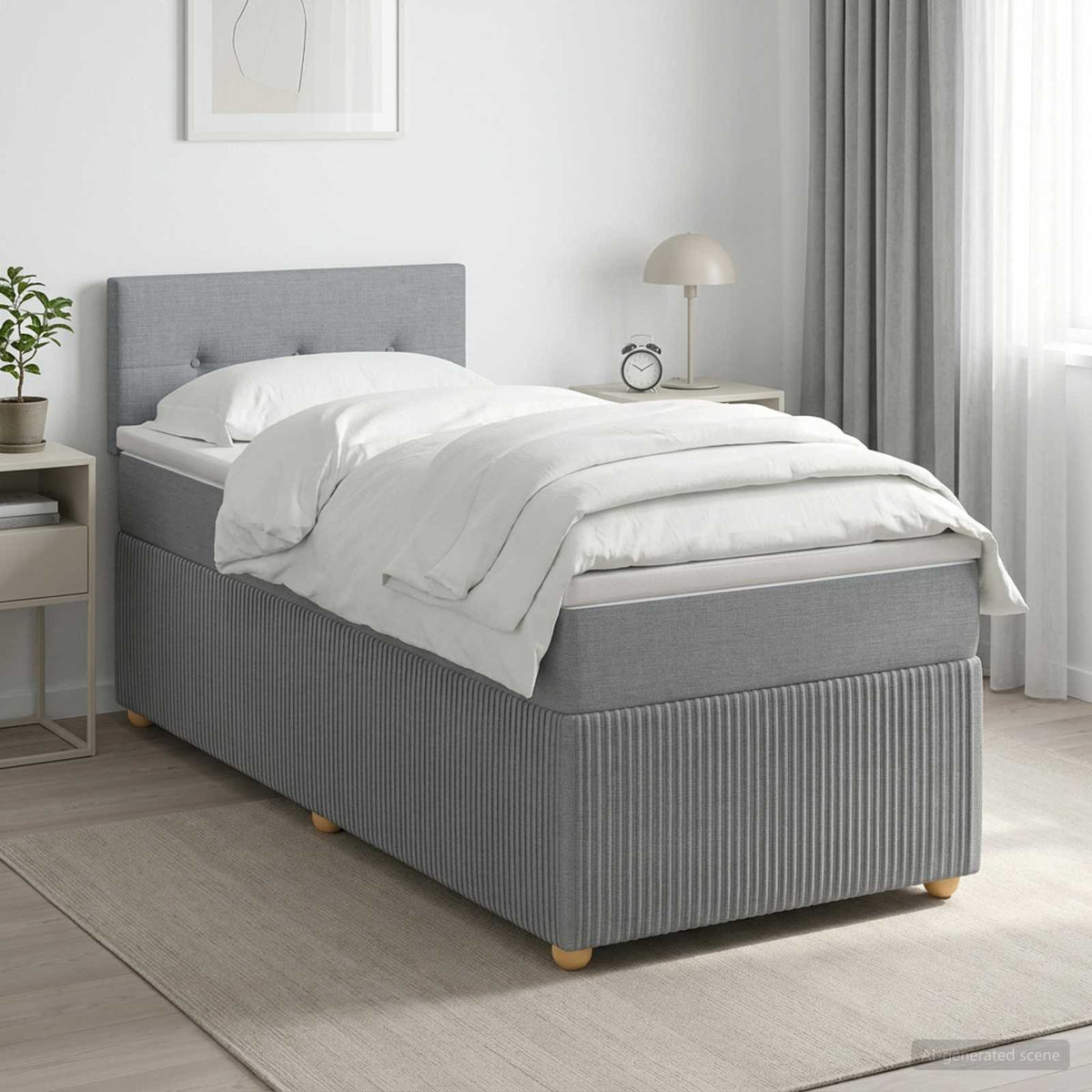 Boxmadras med topmadras med hovedgærde Lysegrå 80 x 200 cm Stof