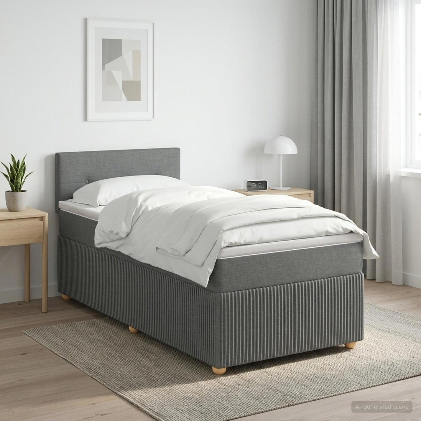 Boxmadras med topmadras Mørkegrå 90 x 190 cm Stof