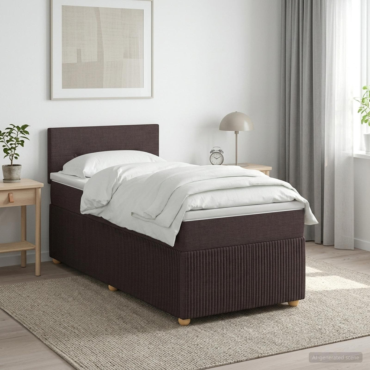 Boxmadras med topmadras Mørk Brun 100 x 200 cm Stof