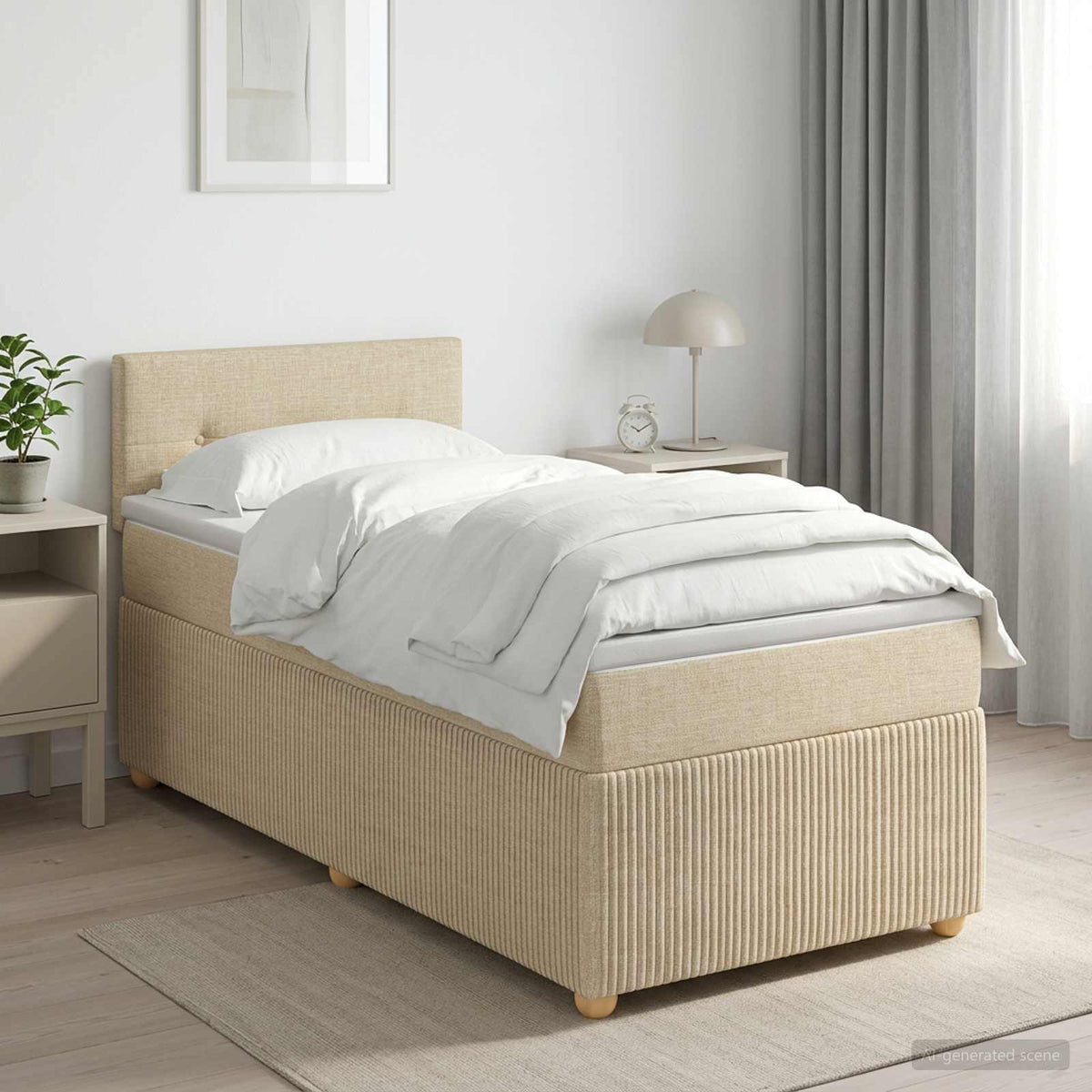 Boxmadras med topmadras Cremefarvet 90 x 190 cm Stof