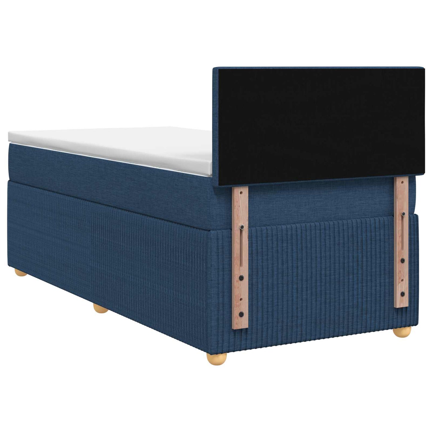 Boxmadras med topmadras med hovedgærde Blå 80 x 200 cm Stof