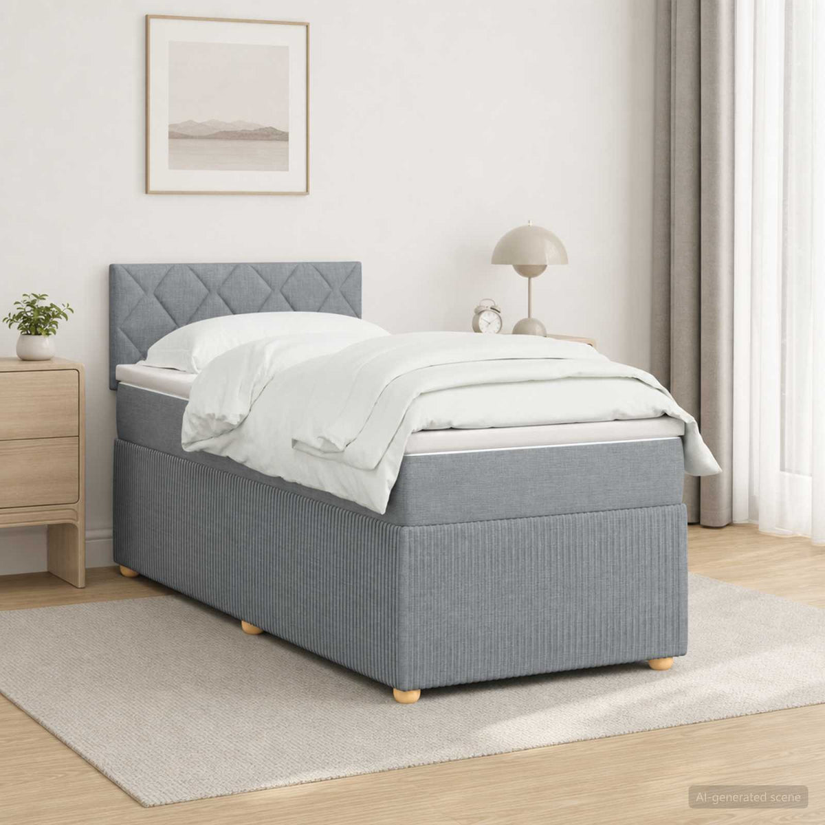 Boxmadras med topmadras Lysegrå 100 x 200 cm Stof