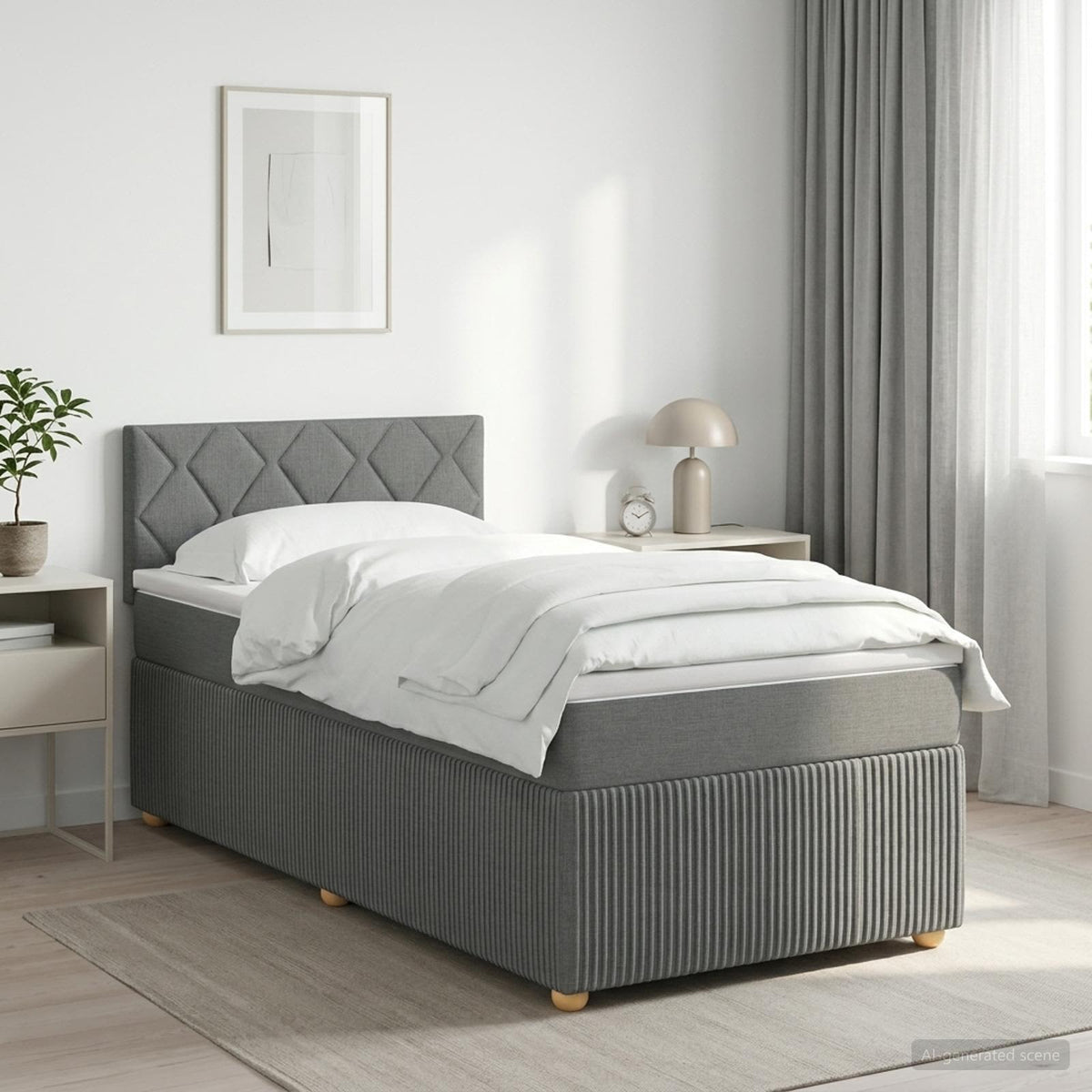 Boxmadras med topmadras Mørkegrå 100 x 200 cm Stof