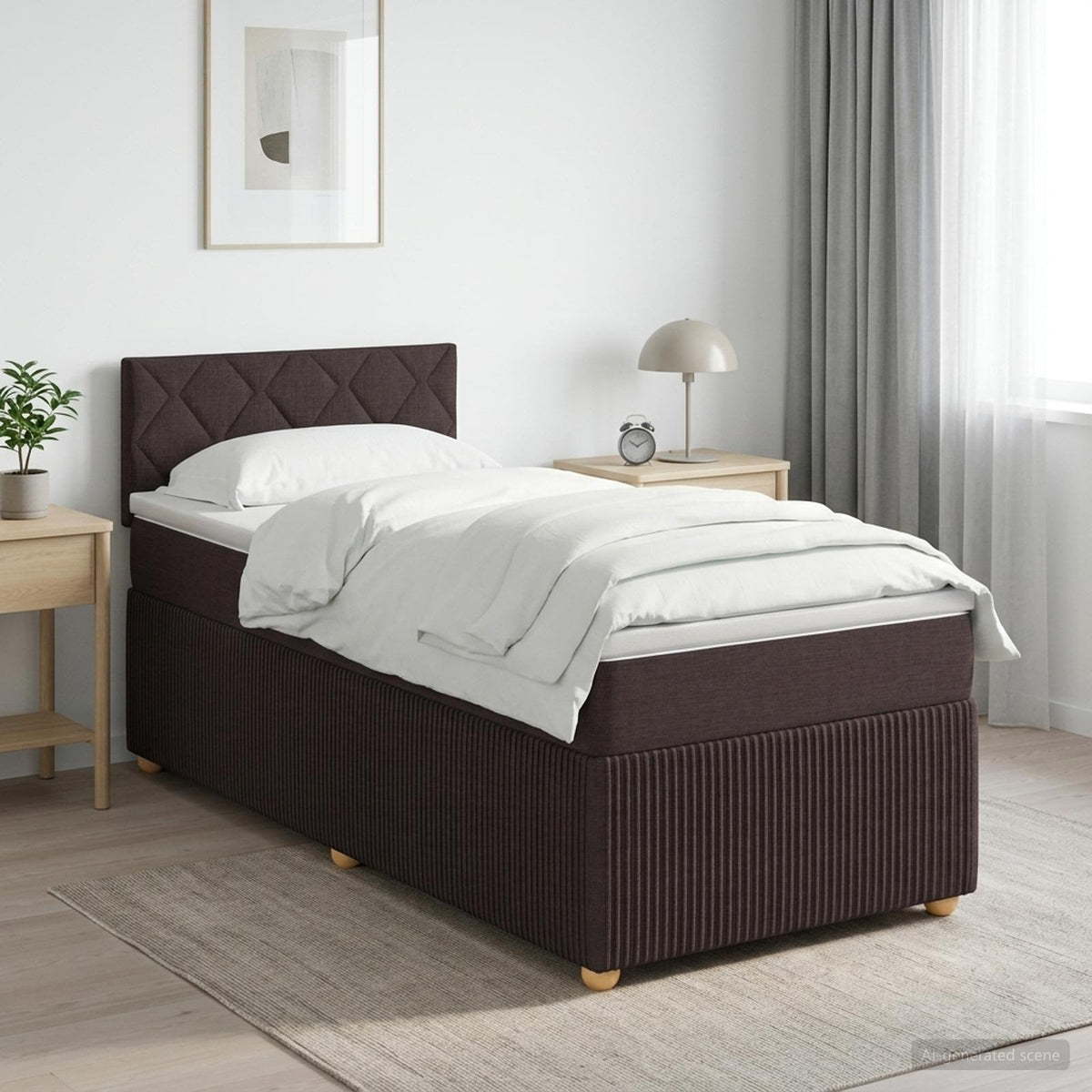 Boxmadras med topmadras Mørk Brun 80 x 200 cm Stof