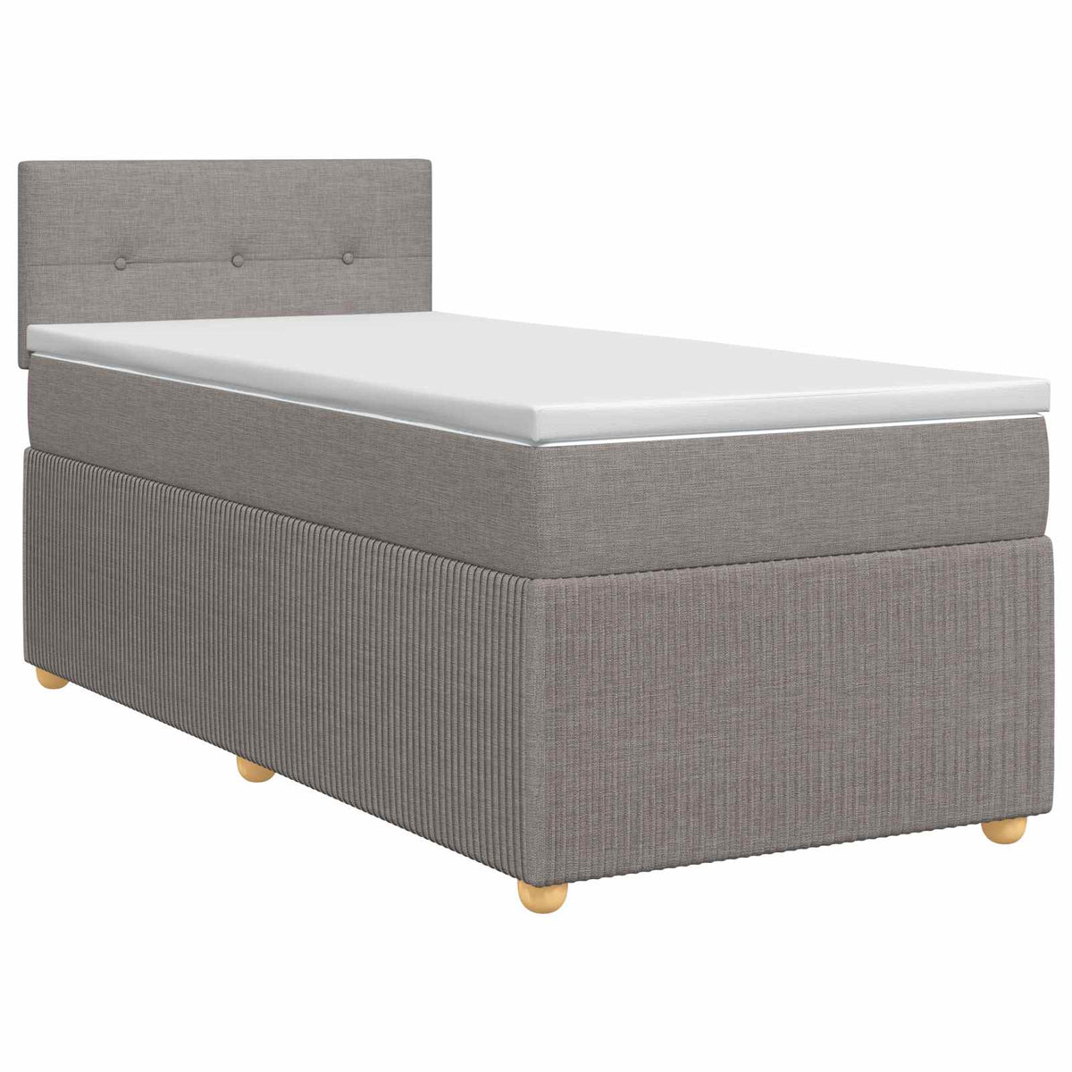 Boxmadras med topmadras med hovedgærde Gråbrun 90 x 190 cm Stof