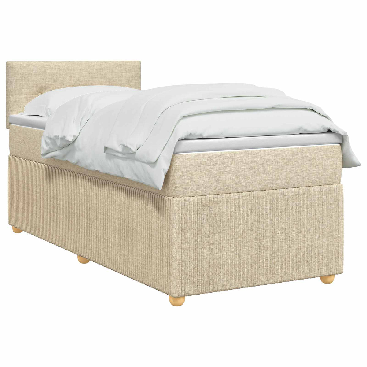 Boxmadras med topmadras Cremefarvet 90 x 190 cm Stof