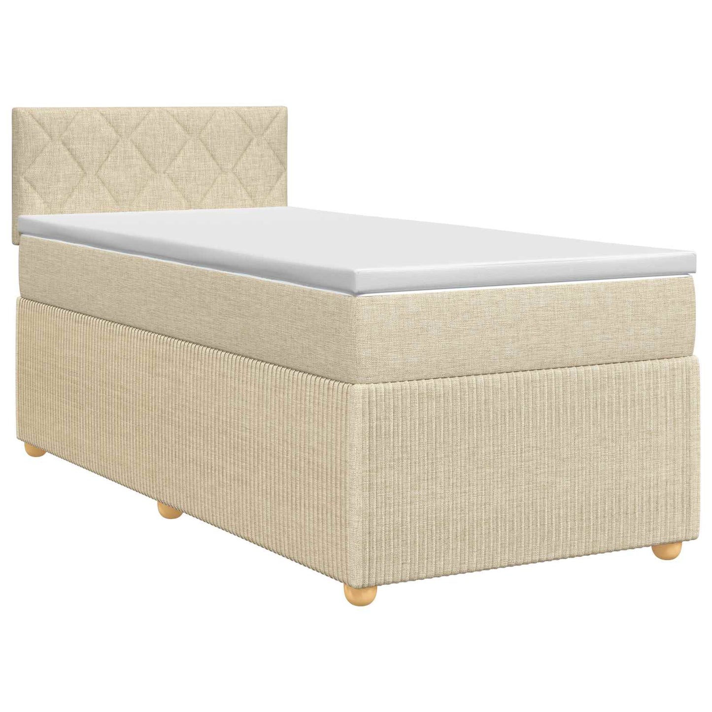 Boxmadras med topmadras Cremefarvet 90 x 190 cm Stof