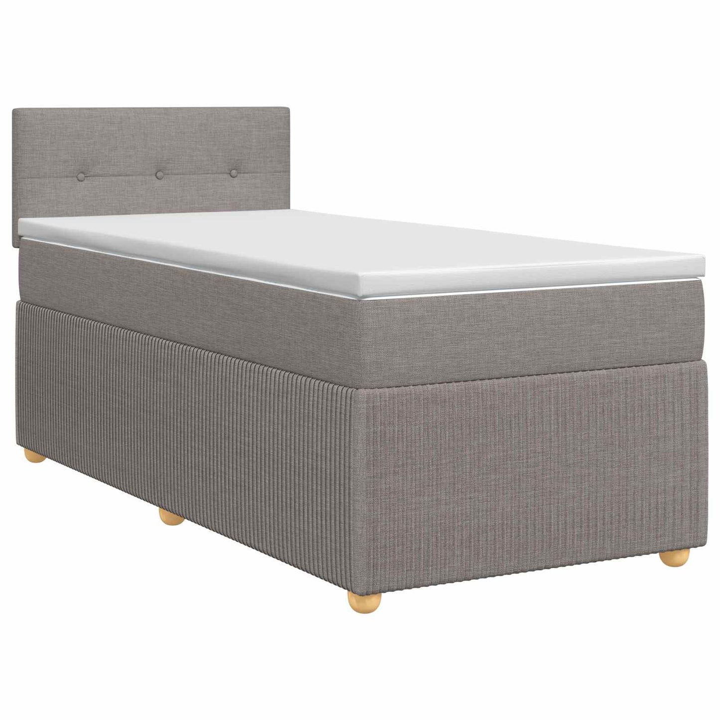 Boxmadras med topmadras med hovedgærde Gråbrun 90 x 200 cm Stof