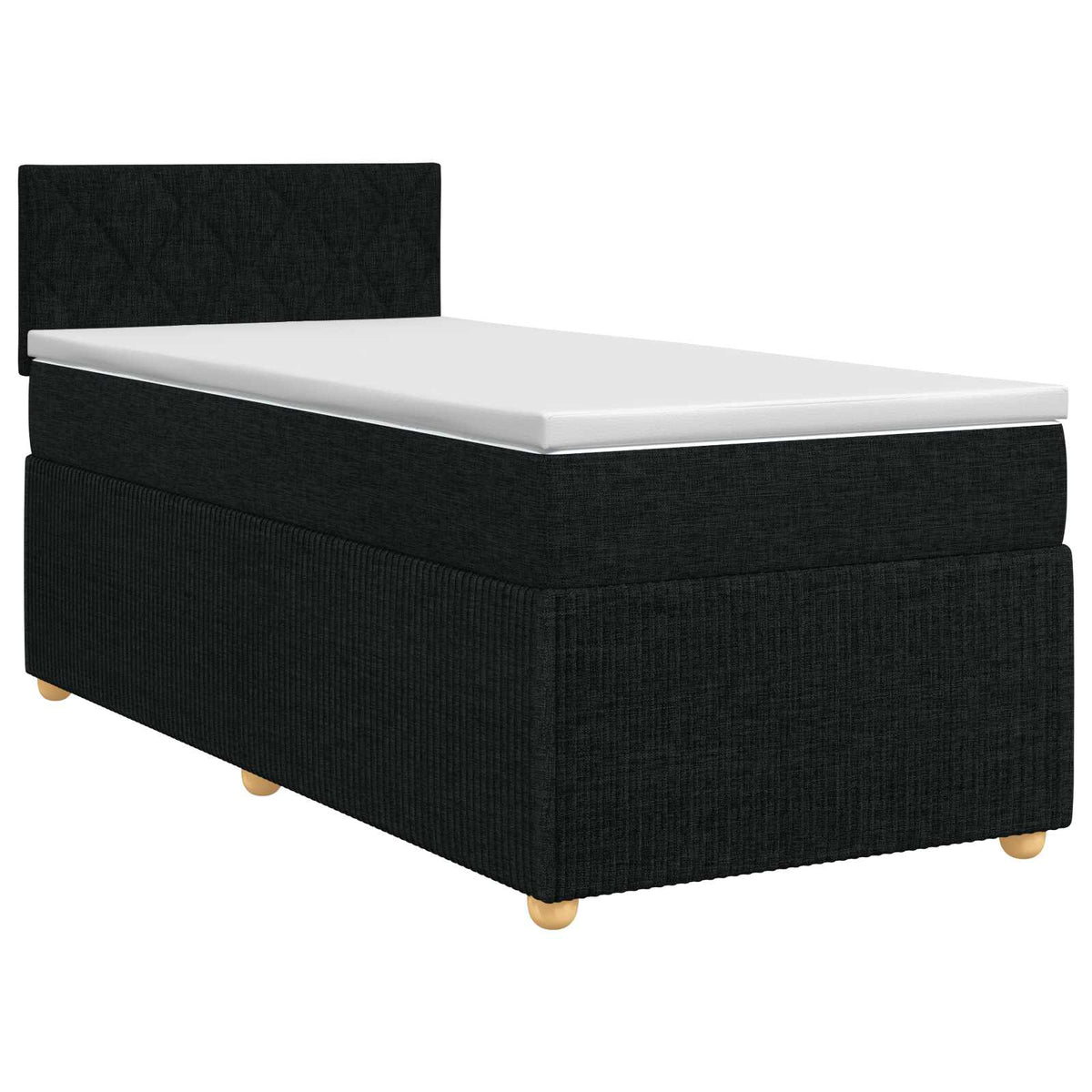 Boxmadras med topmadras med hovedgærde Sort 90 x 200 cm Stof