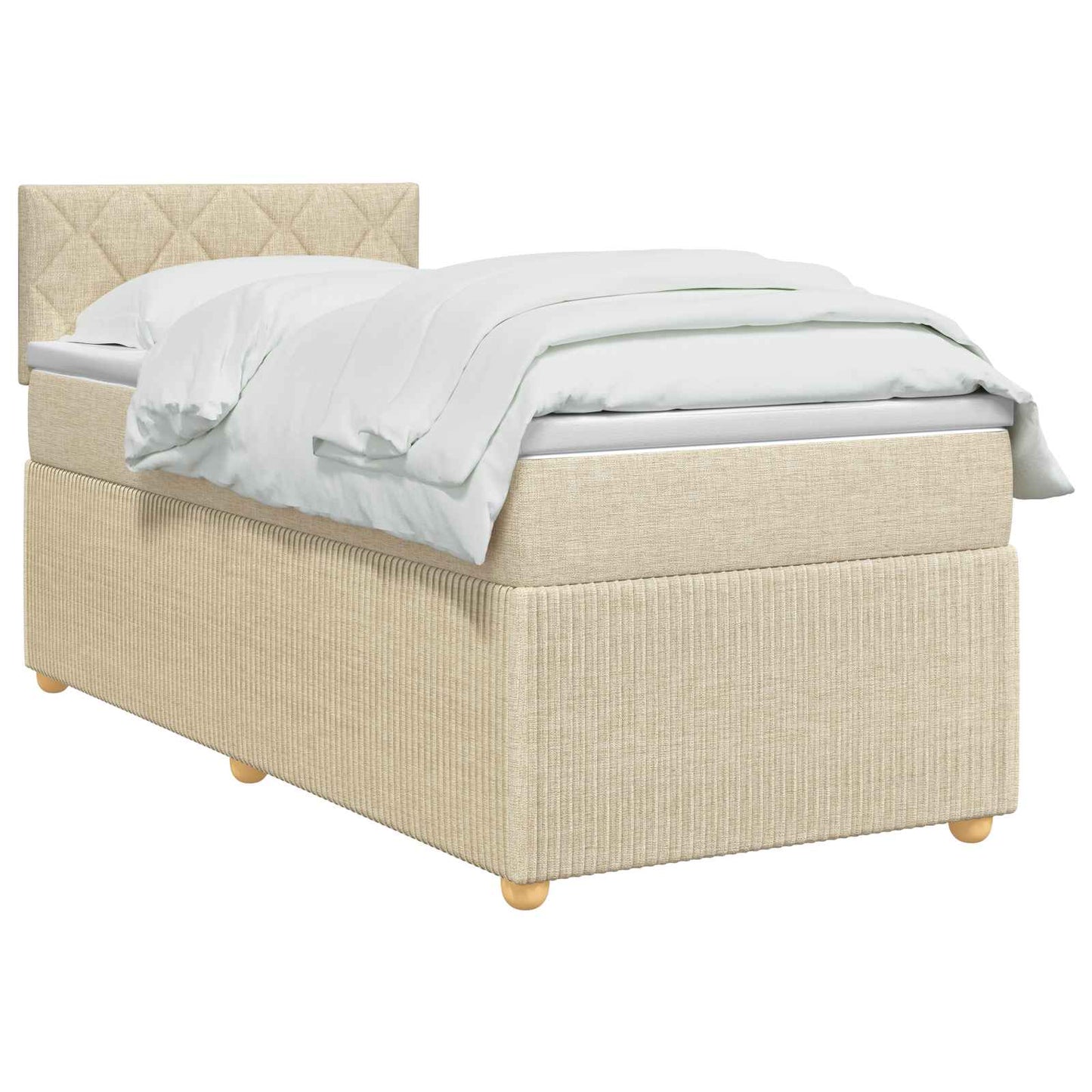 Boxmadras med topmadras Cremefarvet 90 x 200 cm Stof