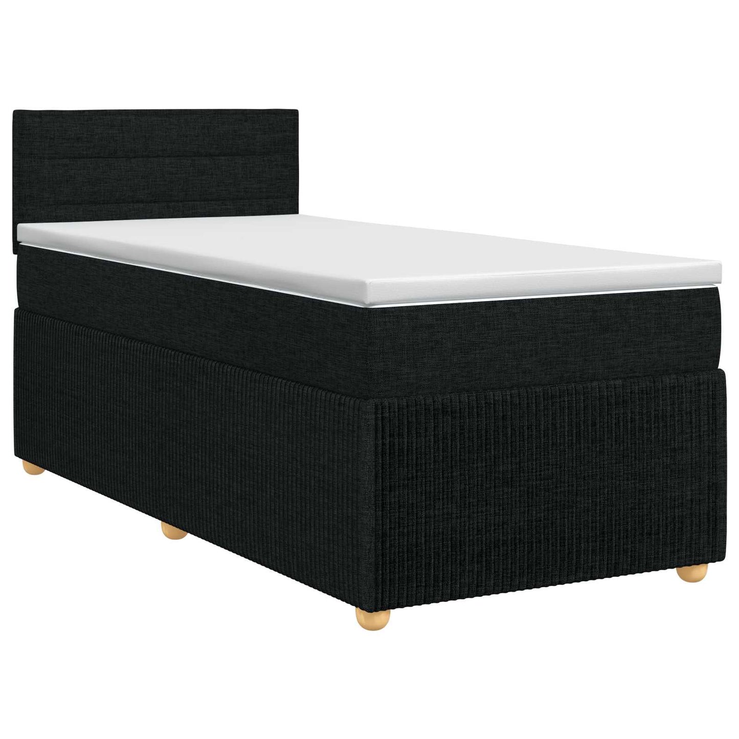 Boxmadras med topmadras med hovedgærde Sort 100 x 200 cm Stof
