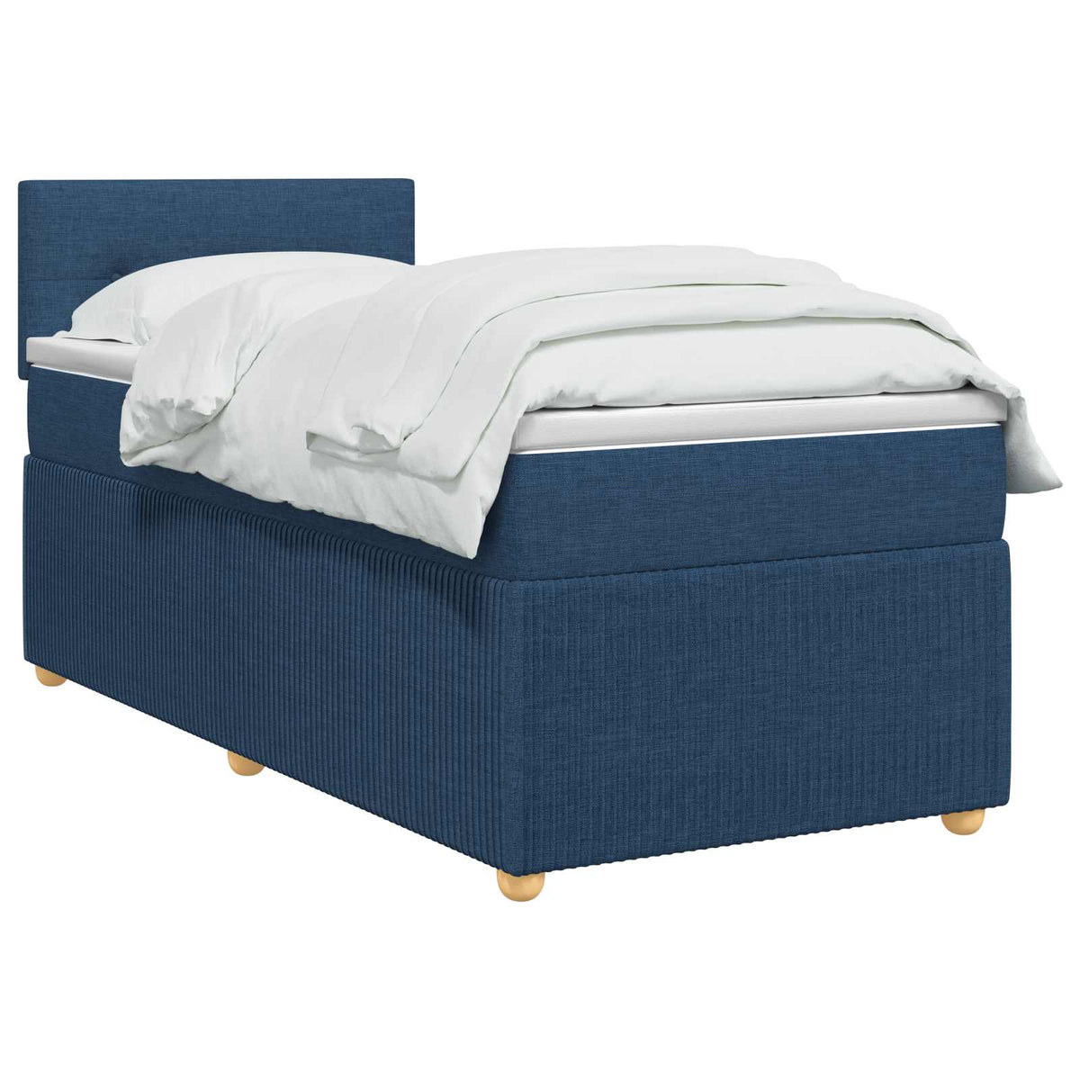 Boxmadras med topmadras med hovedgærde Blå 100 x 200 cm Stof