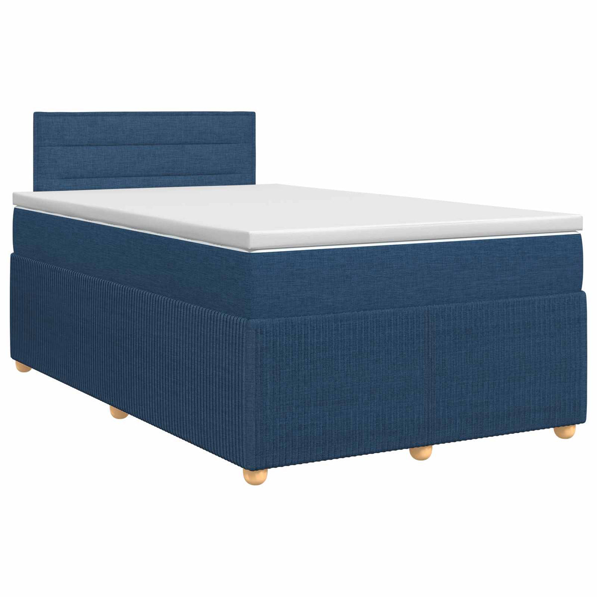 Boxmadras med topmadras med hovedgærde Blå 120 x 190 cm Stof